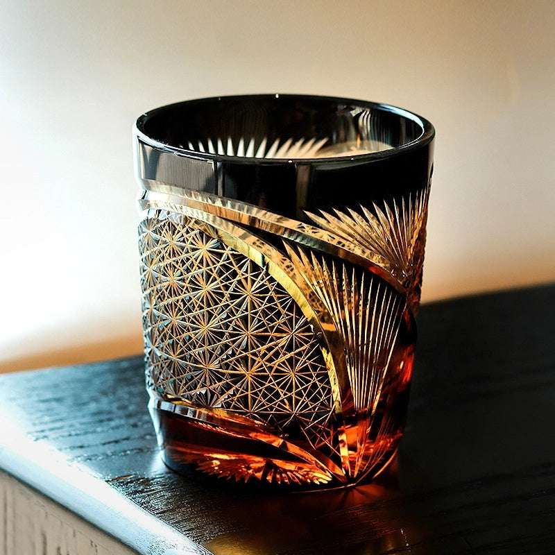 Edo Kiriko Crane Feather Hand-Cut Whisky Glass