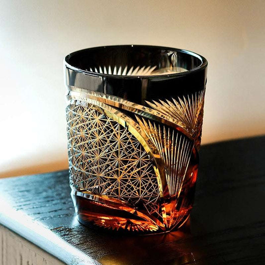 Edo Kiriko Crane Feather Hand-Cut Whisky Glass
