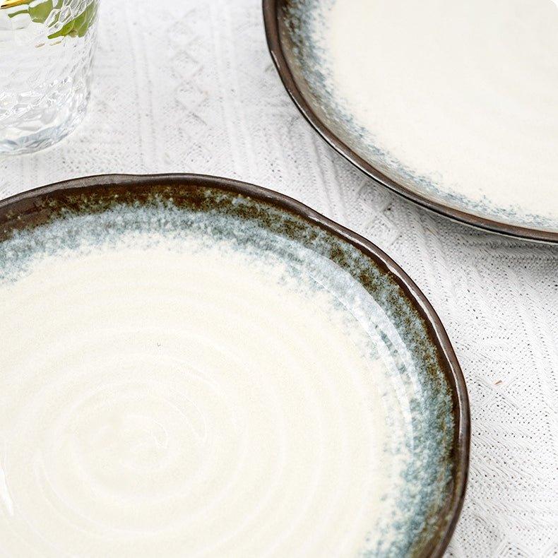 Japanese Mino Ware Handcrafted Kiln-Altered Ceramic Plates