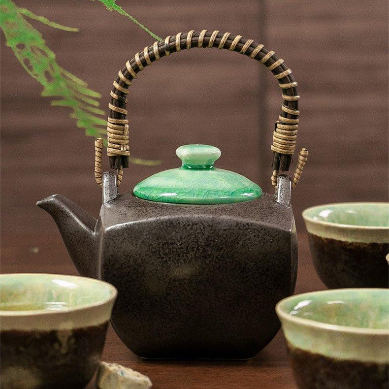 Japanese Mino Ware Handcrafted Ceramic Jade Tea Gift Set