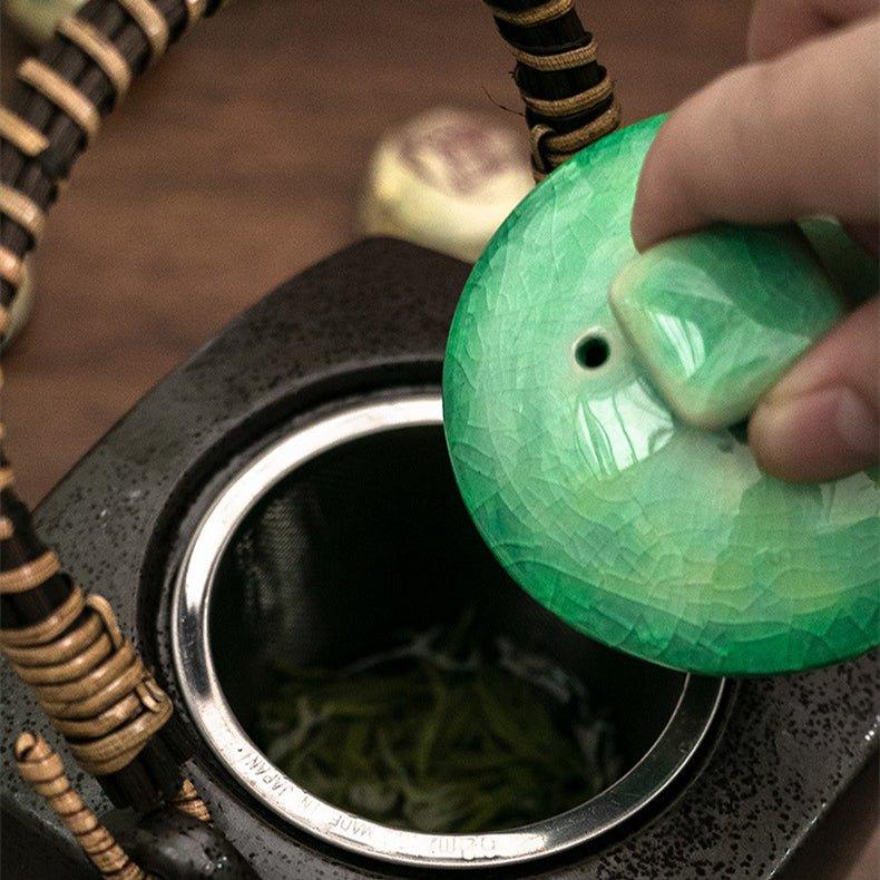 Japanese Mino Ware Handcrafted Ceramic Jade Tea Gift Set