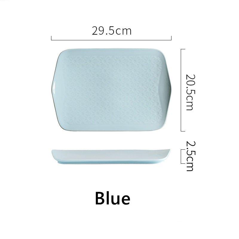 Japanese Rectangular Ceramic Floral Pattern Platters