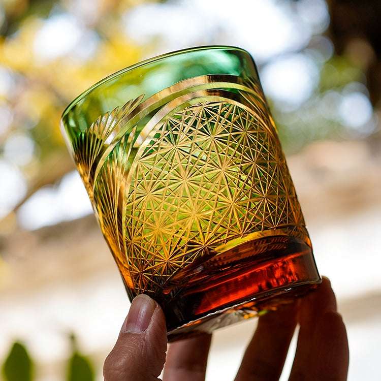 Edo Kiriko Crane Feather Hand-Cut Whisky Glass