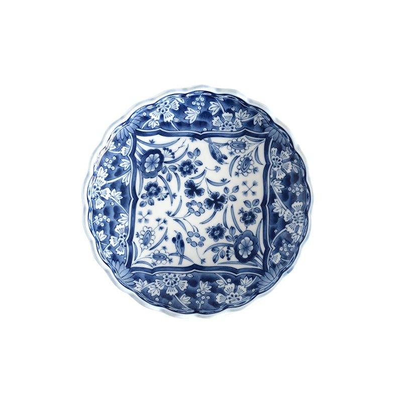 Japanese Handcrafted Ceramic Blue and White Decorated Plates/Bowls
