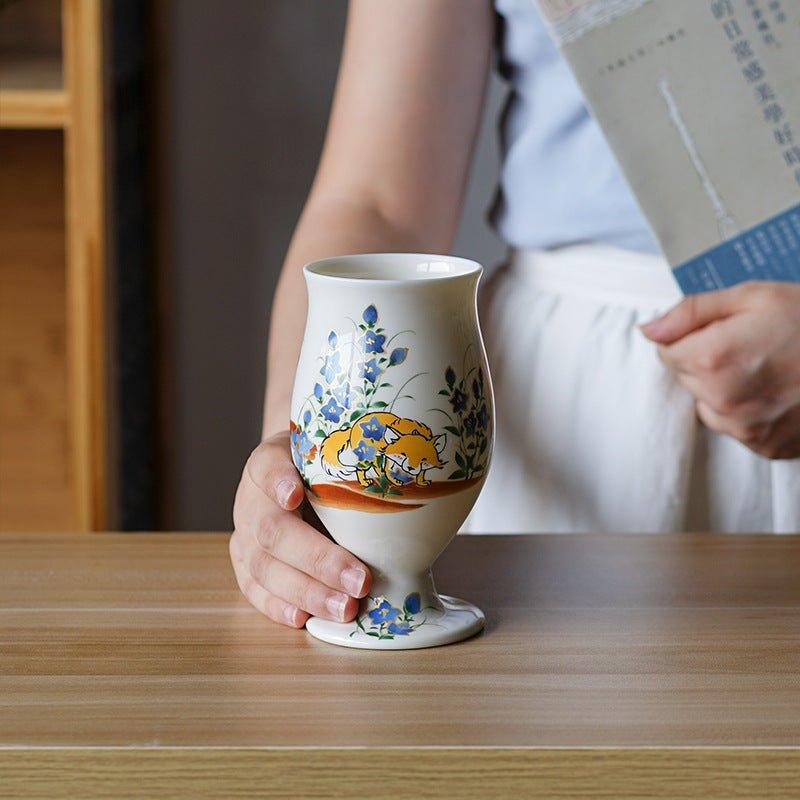 Japanese Tamikazu Hayashi Hand-painted Animal Theme Ceramic Tall Cup Gift Sets