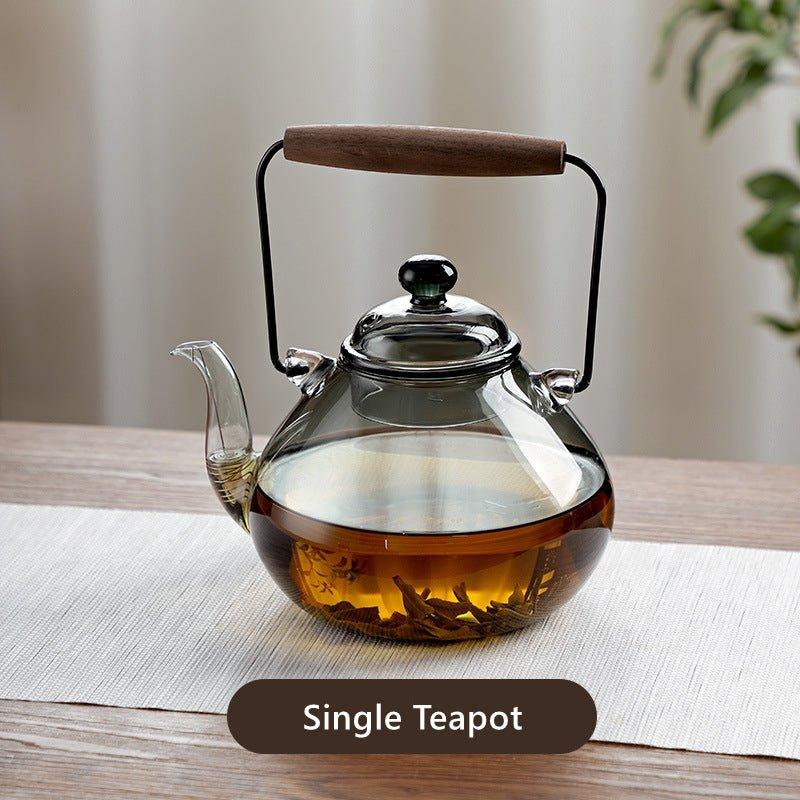 Wood and Glass Fusion Tea Cups Set