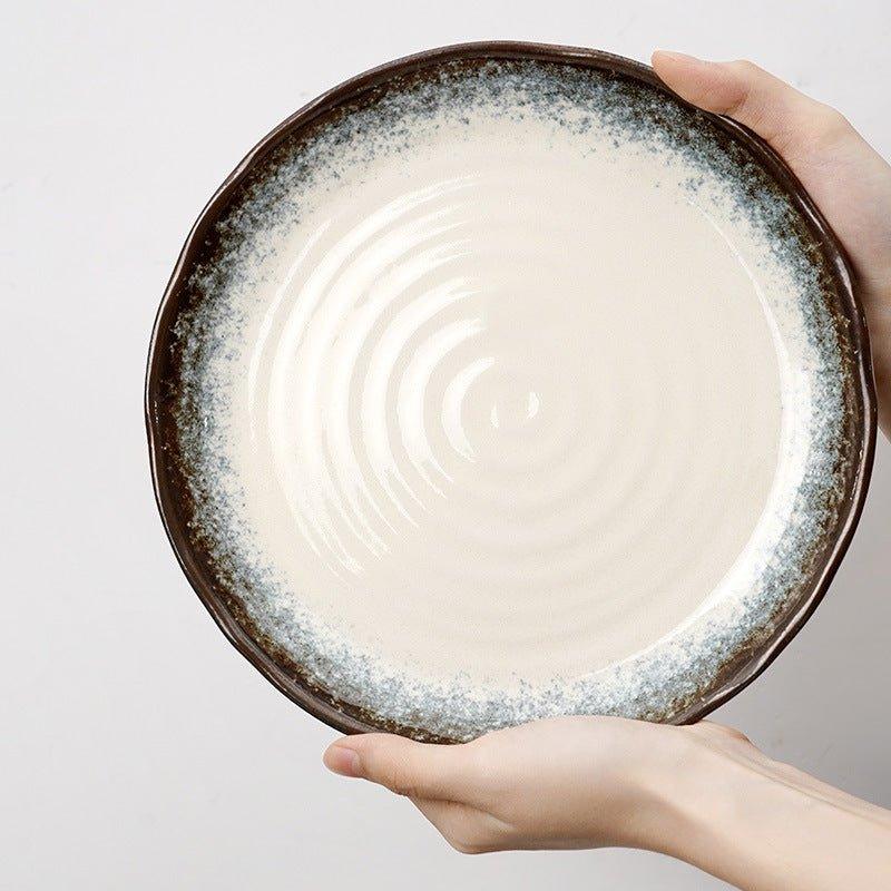 Japanese Mino Ware Handcrafted Kiln-Altered Ceramic Plates