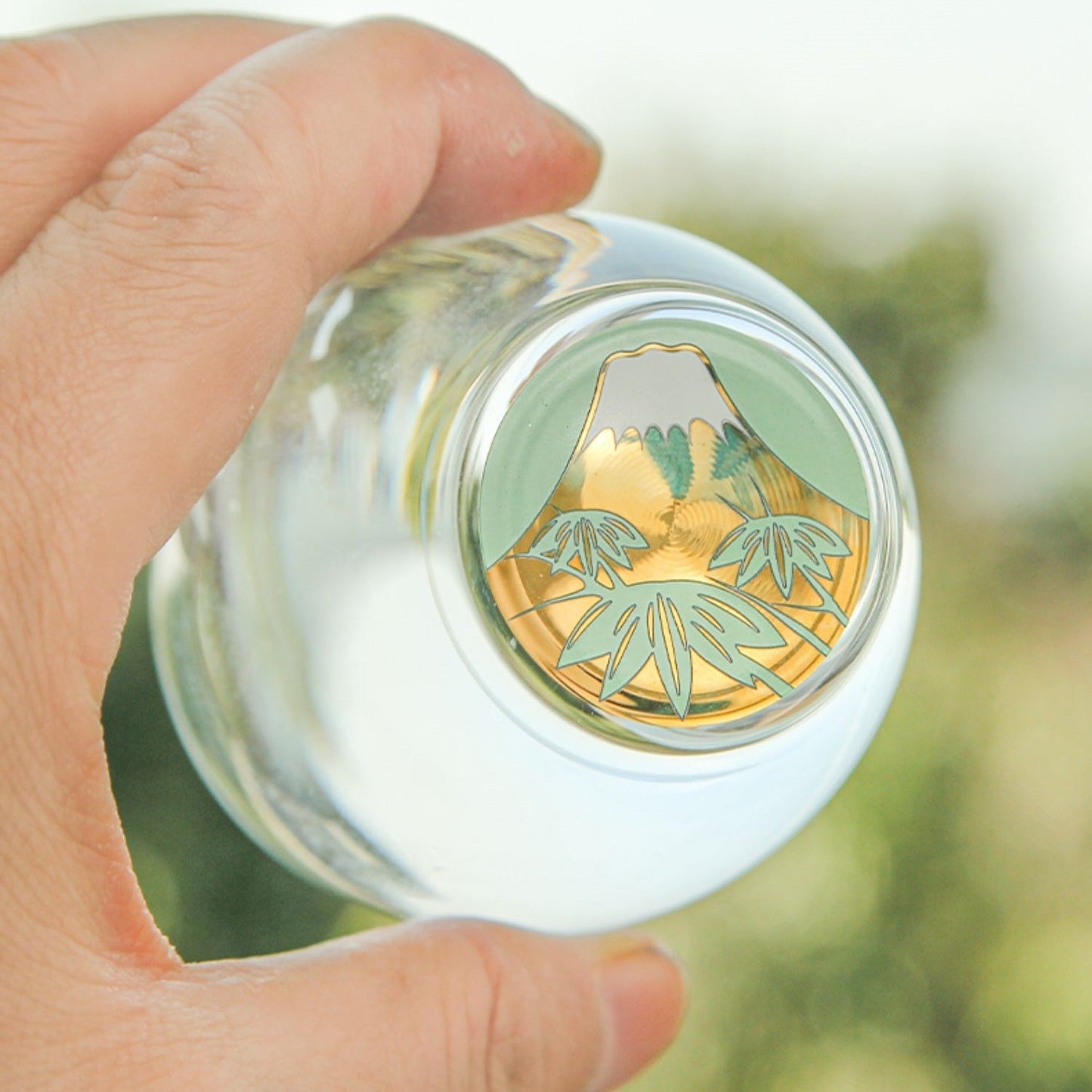 Toyo-Sasaki Shochikubai Japanese Handcrafted Glass Cup Set of 3 | Mt. Fuji Design