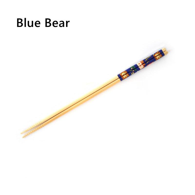 Japanese Bamboo Cartoon Themed Extended Chopsticks Dual Set