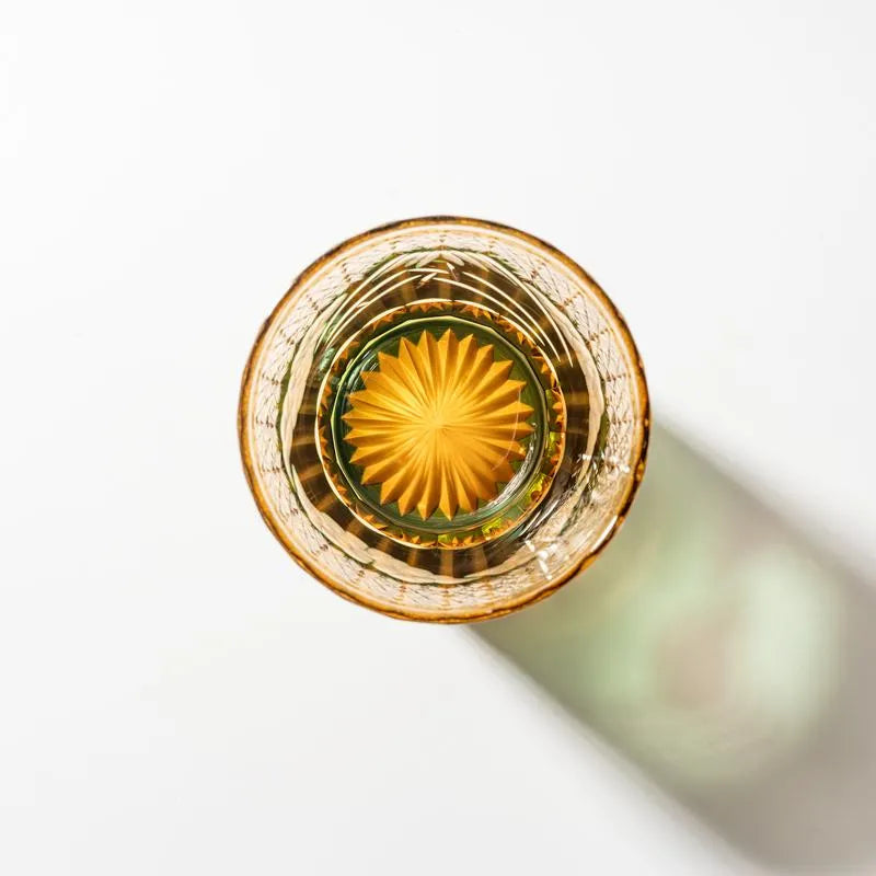 Edo Kiriko Mount Fuji Green Hand-Cut Whisky Glass