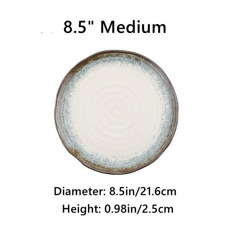 Japanese Mino Ware Handcrafted Kiln-Altered Ceramic Plates