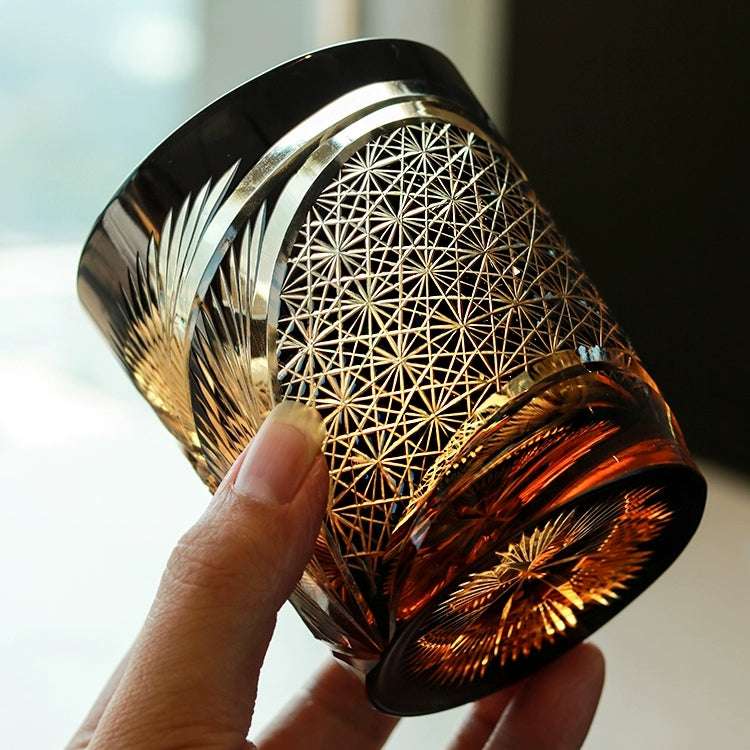 Edo Kiriko Crane Feather Hand-Cut Whisky Glass