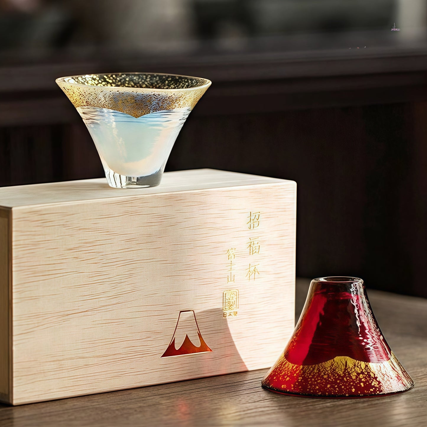 Toyo-Sasaki Handcrafted Shinku & Yuki Fuji Sake Glass Set