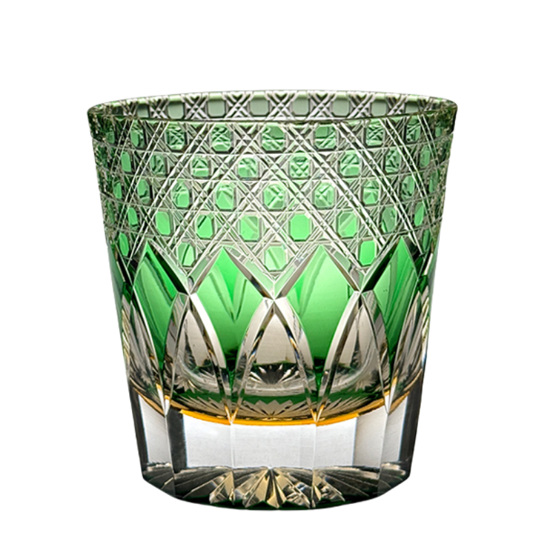 Green Shadow Edo Kiriko Glass