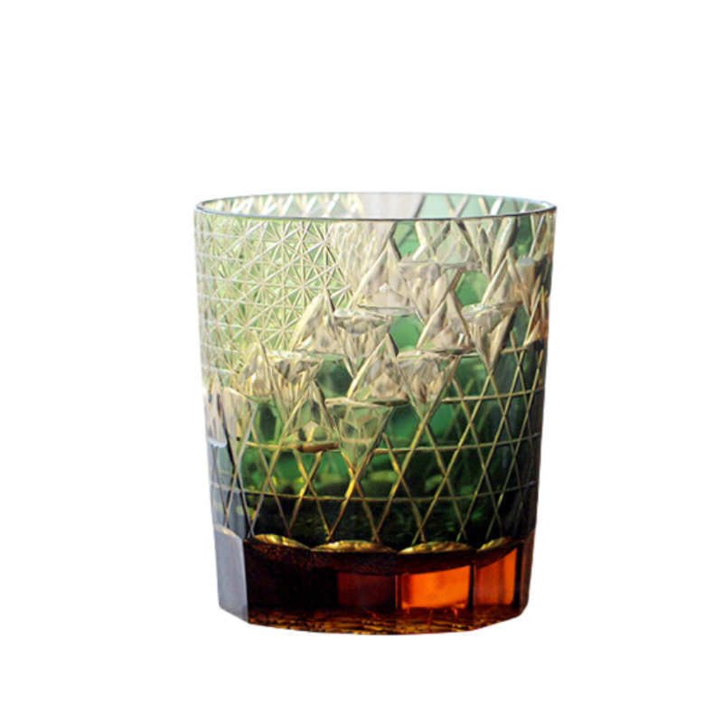 Edo Kiriko Handcrafted Hexagonal Exquisite Whiskey Glass - Blue