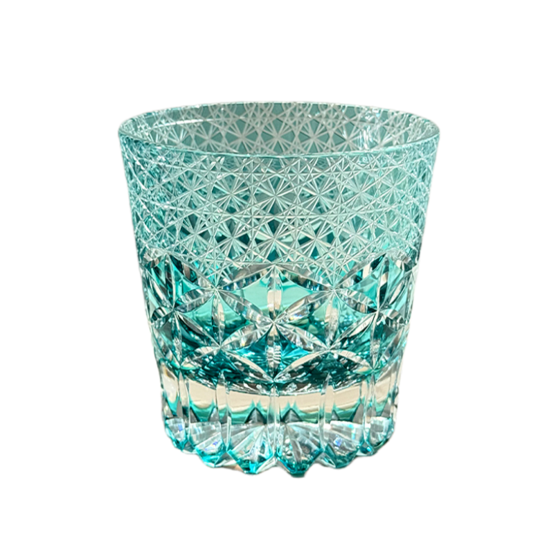 Green Glass Dream Edo Kiriko Whiskey Glass