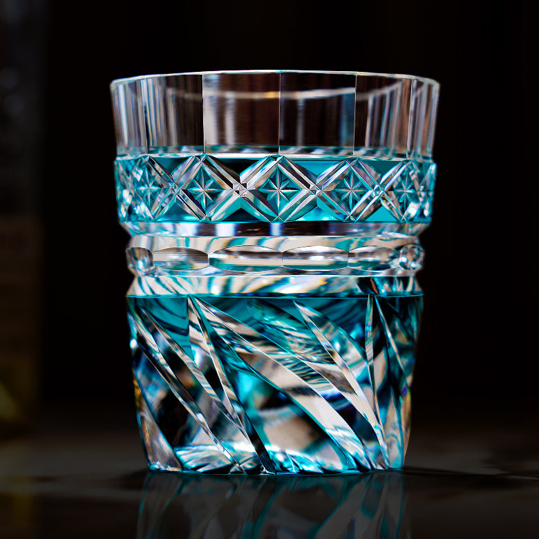 Edo Kiriko Handcrafted Violet Kaze Whisky Glass With Wooden Box