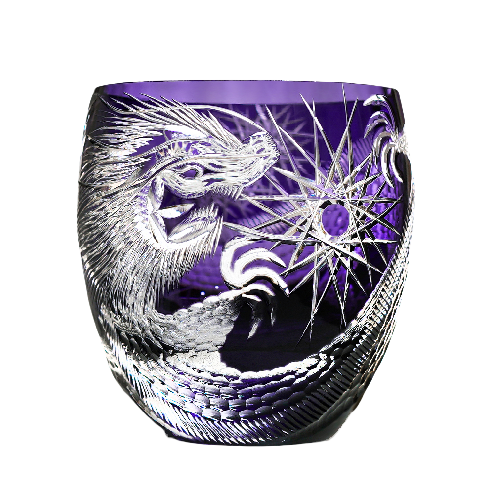 Twilight Purple Dragon Whiskey Glass With Wooden Box