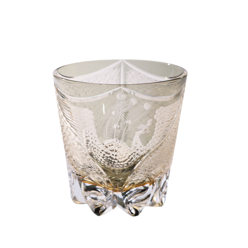 Edo Kiriko Handcrafted Gray Phoenix Whiskey Glass