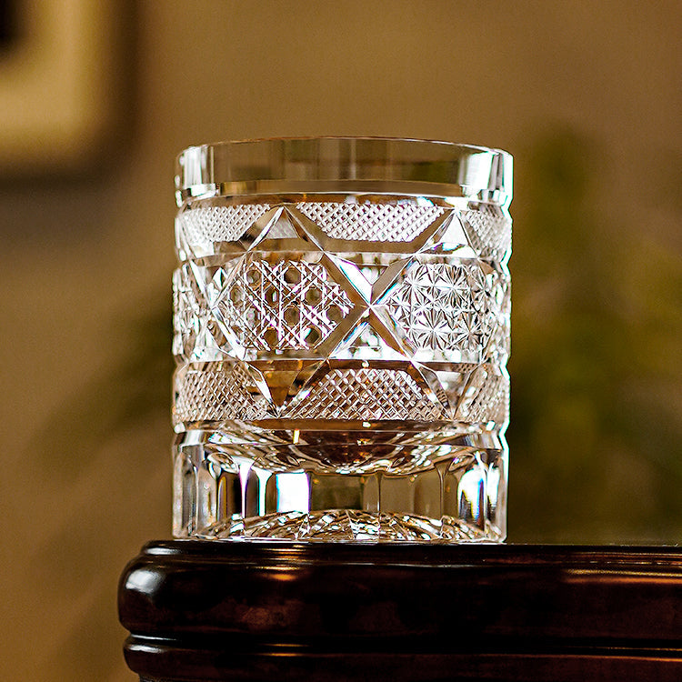 Golden Chrysanthemum Longan Edo Kiriko Whiskey Glasses