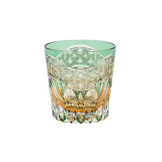 Edo Kiriko Handcrafted Emerald Prism Whisky Glass