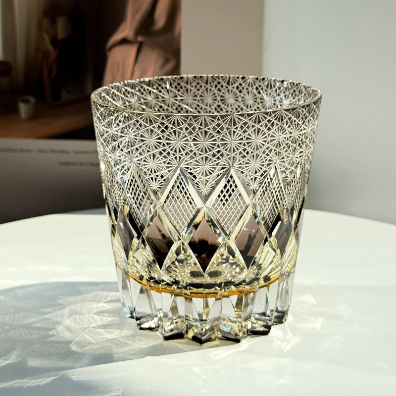 Edo Kiriko Whiskey Glass-Star Shield