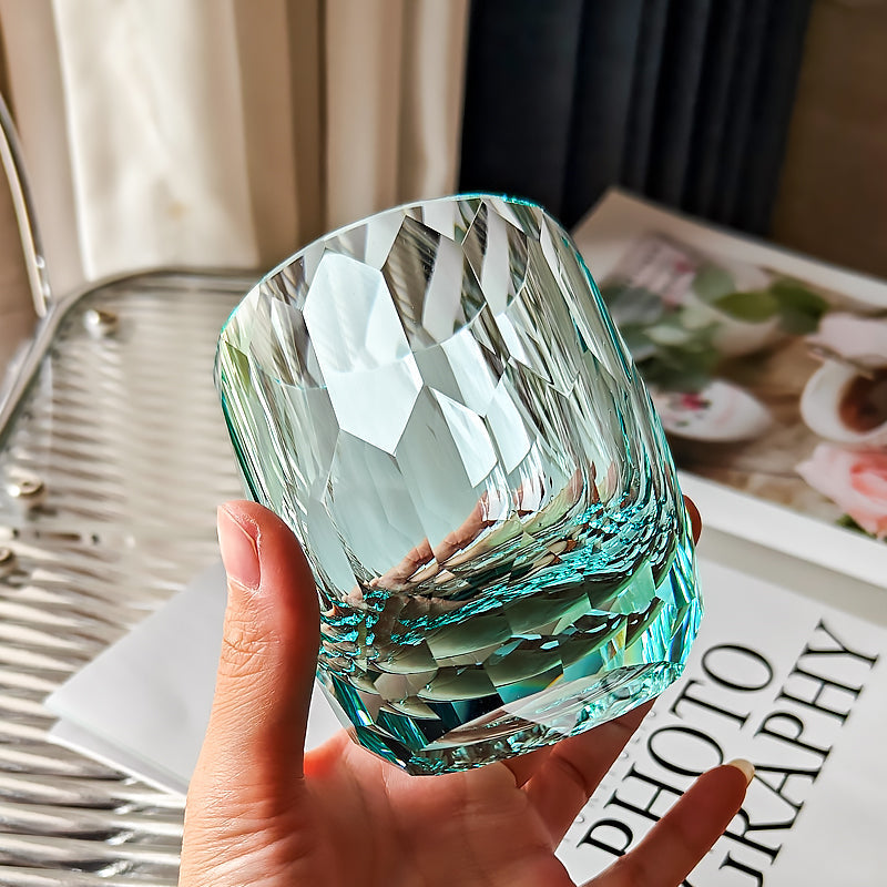 K9 Crystal Japanese Edo Kiriko Whiskey Glass - Diamond-like - Green