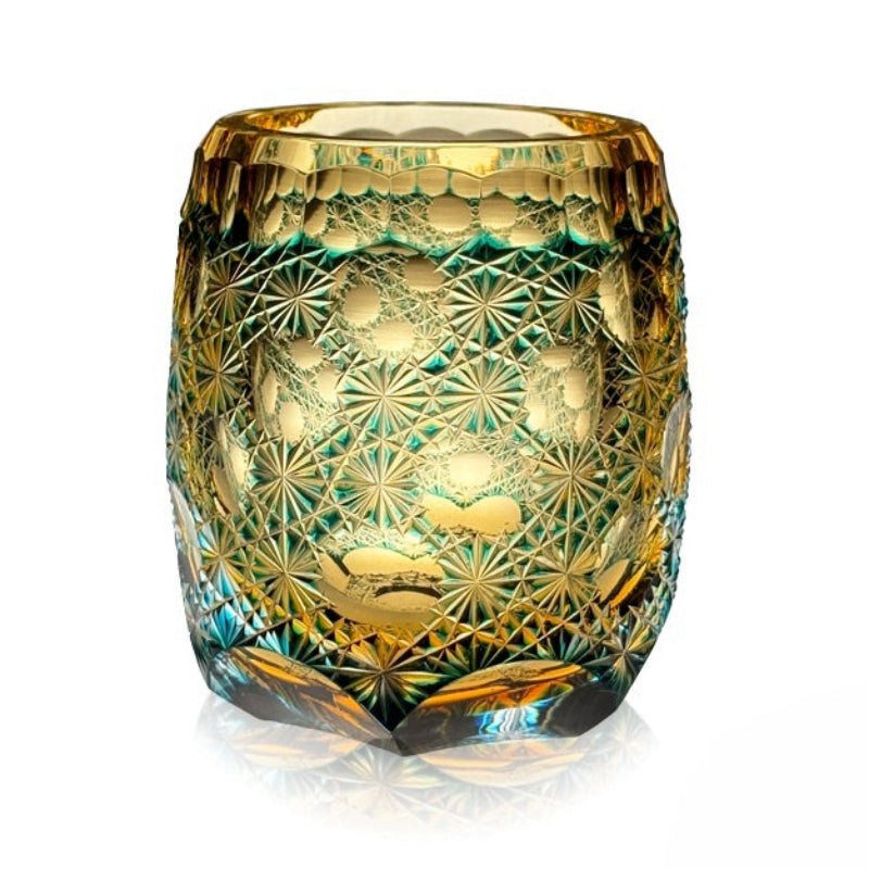 Seven-star Blue Daisy Edo Kiriko Whiskey Glass