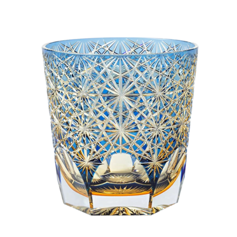 Blue Daisy Edo Kiriko Whiskey Glass