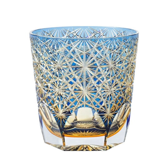 Blue Daisy Edo Kiriko Whiskey Glass