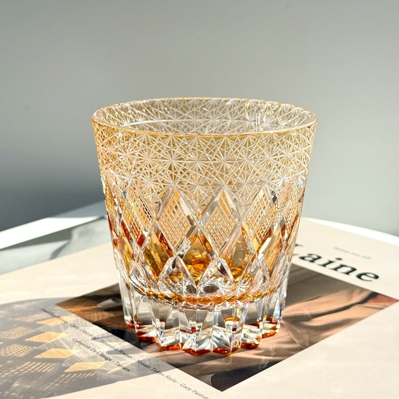 Edo Kiriko Whiskey Glass-Star Shield