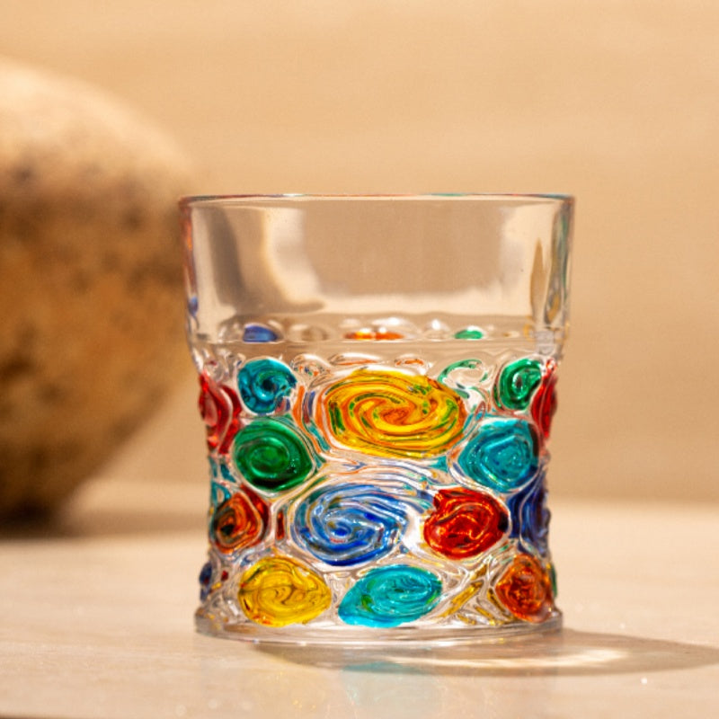 ZECCHIN Colored Glass Whiskey Colorful Van Gogh Pattern Glass
