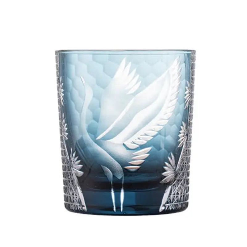 Edo Kiriko Whiskey Glass flying Crane
