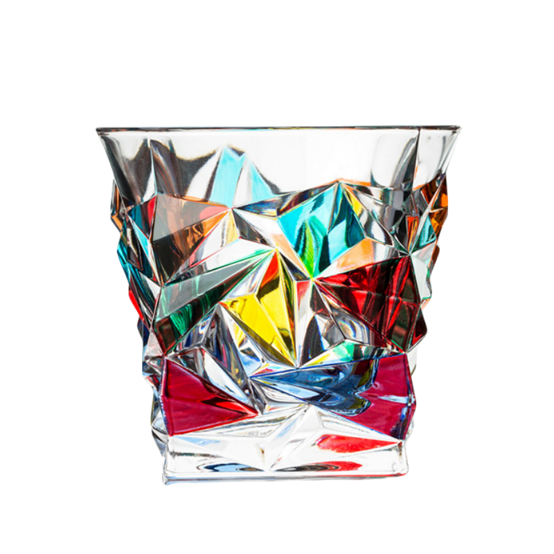 ZECCHIN Colored Glass Whiskey Colorful Checkered Glass