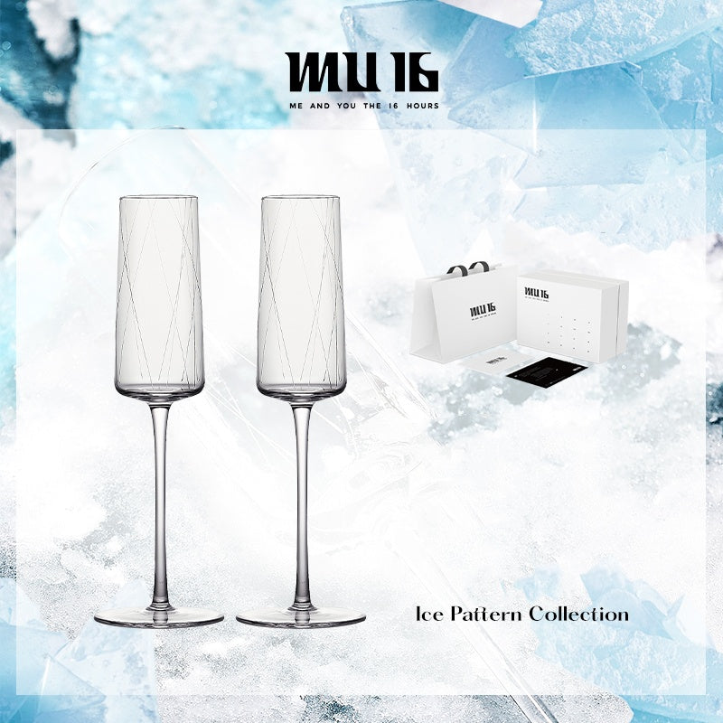 MU16 Ice Pattern Series Whiskey Rotating Glasses 2 pcs