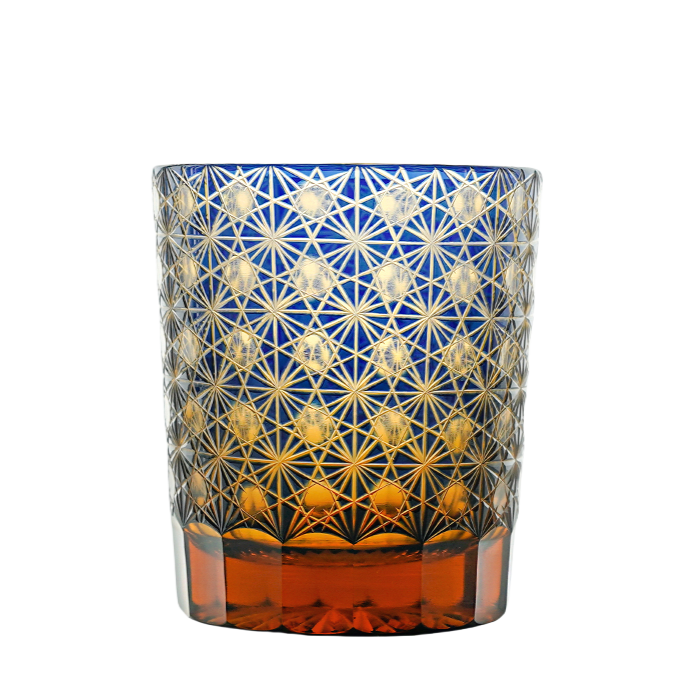Chrysanthemum Texture Japanese Edo Kiriko Whisky Glass