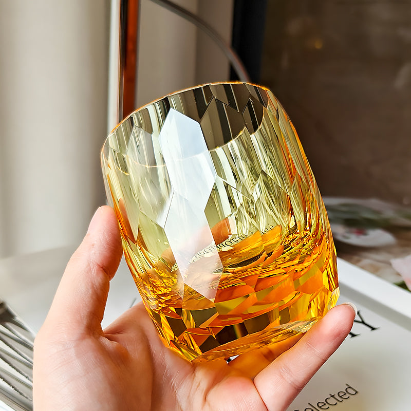 K9 Crystal Japanese Edo Kiriko Whiskey Glass - Diamond-like - Green
