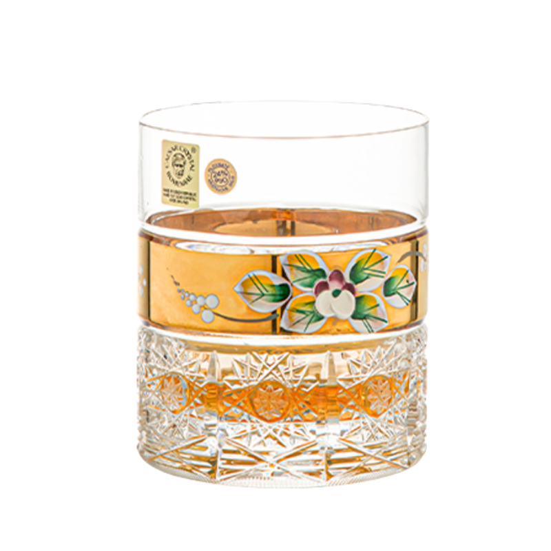 Bohemia Hand-engraved Enamel and Gold-painted Whiskey Glasses