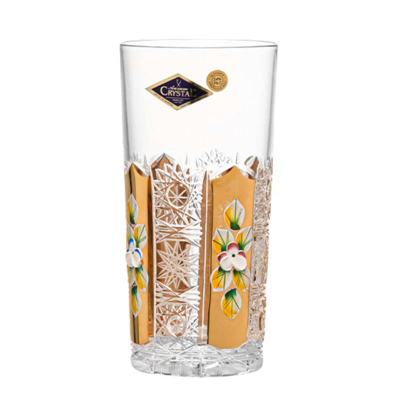 Bohemia Hand-engraved Enamel and Gold-painted Whiskey Glasses