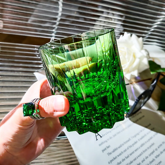 K9 Crystal Japanese Edo Kiriko Whiskey Glass - Forest Green