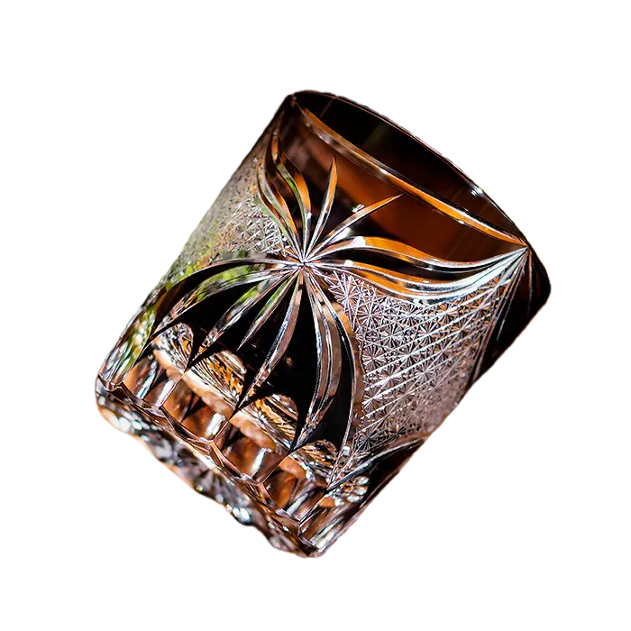 Edo Kiriko Whiskey Glass Lepidoptera with Wooden Box