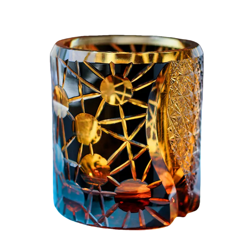 Japanese Edo Kiriko Whiskey Glass Starshine with Wooden Box