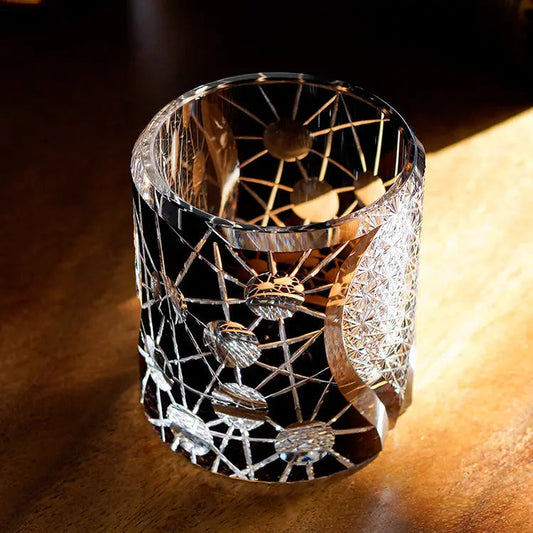 Japanese Edo Kiriko Whiskey Glass Starshine with Wooden Box