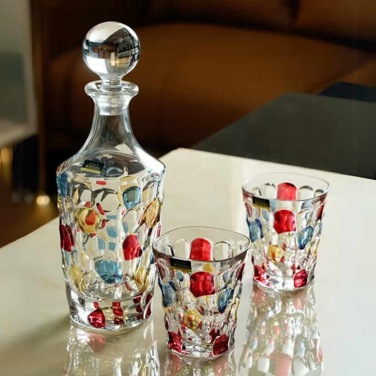 Bohemia Radiant Spectrum Crystal Whisky Decanter Set