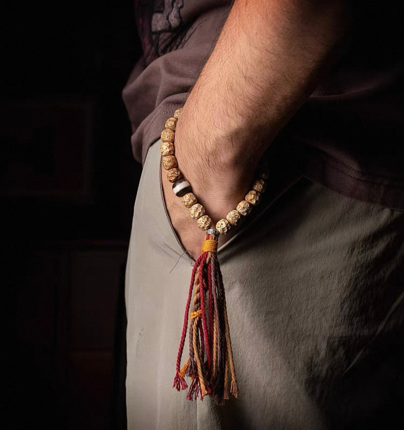 Natural Bodhi Seed Prayer Beads - The Formless Aged Star-Moon Bracelet
