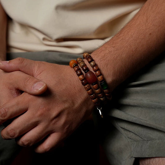 Star-Moon Bodhi Seed Mala Bracelet – Aged Wisdom. Unique Craft