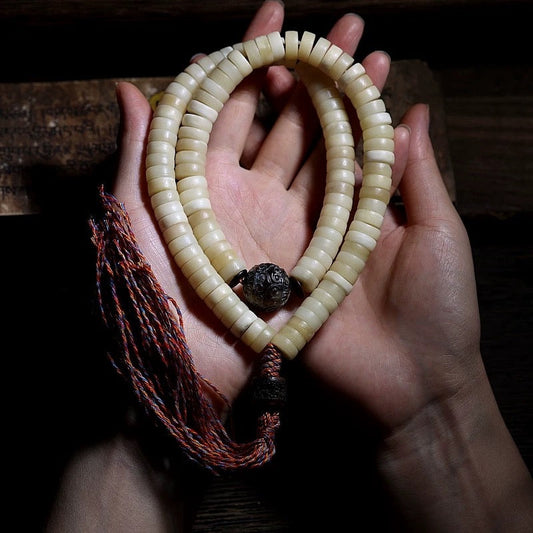 Tibetan Yak Bone Mala Bracelet for Men – 108 Beads for Mindful Panwan