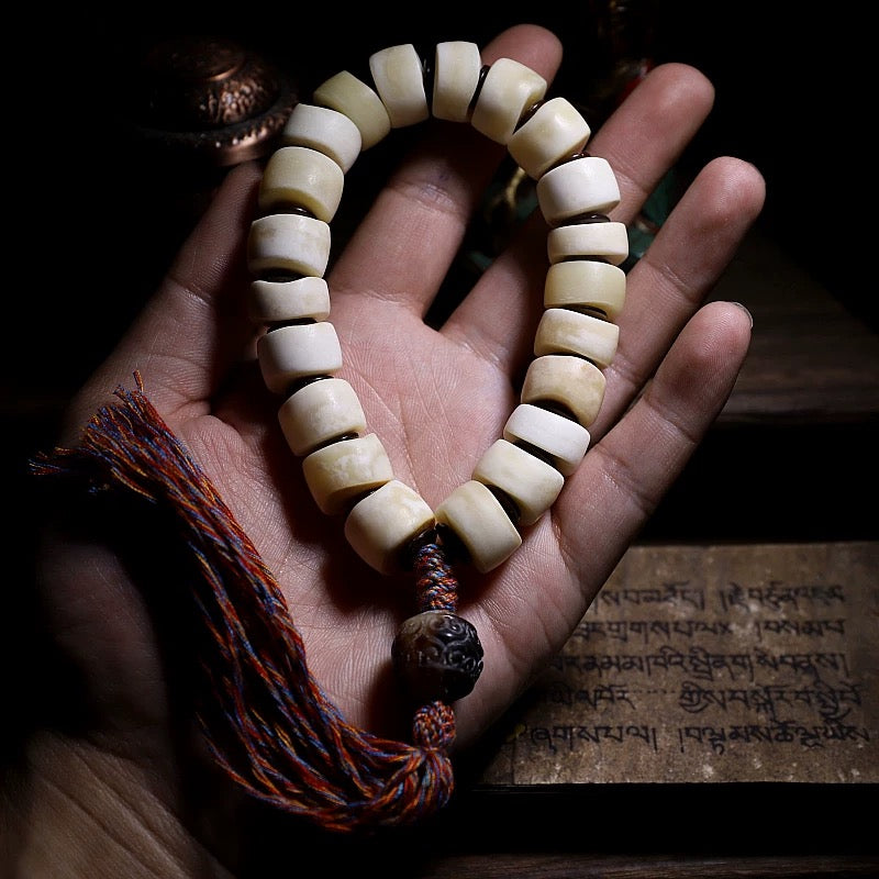 Tibetan Yak Bone Free-Form Mala Bracelet for Men