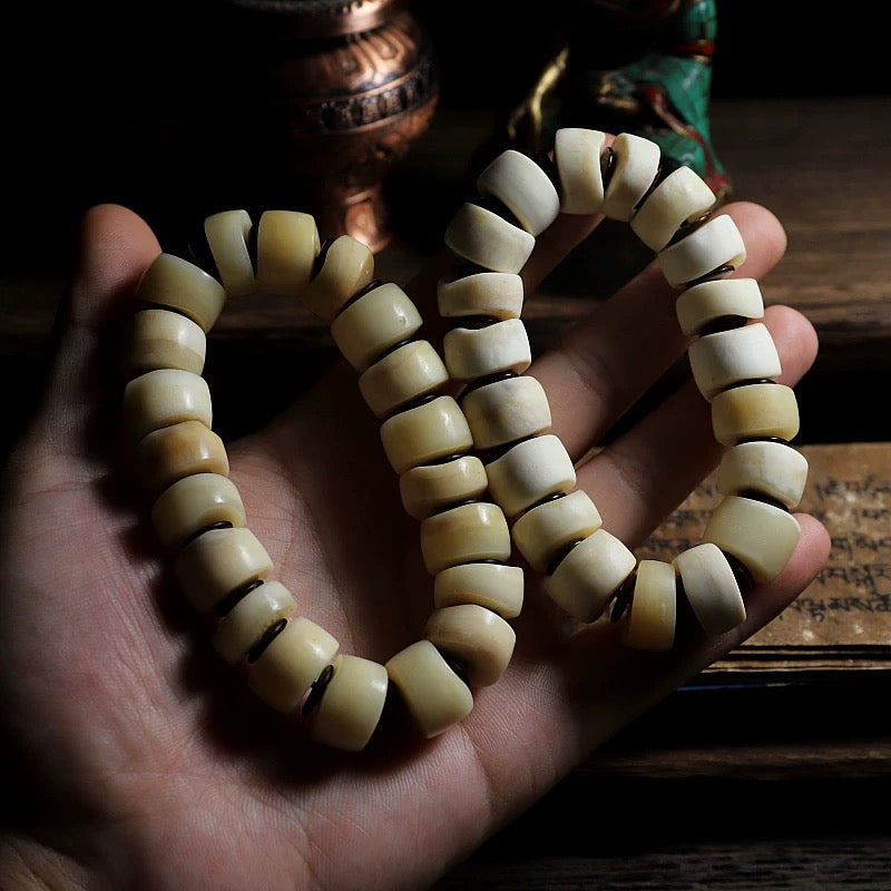 Tibetan Yak Bone Free-Form Mala Bracelet for Men