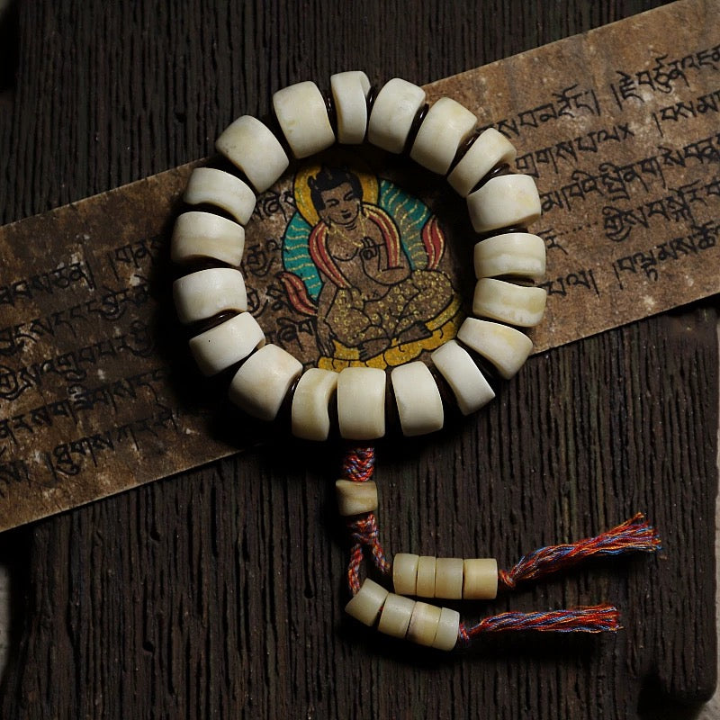 Tibetan Yak Bone Free-Form Mala Bracelet for Men